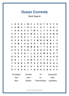 Ocean Currents Word Search - Free printable puzzle with 12 words