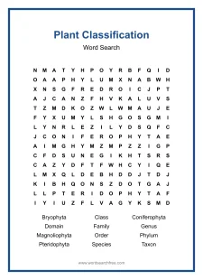 Plant Classification - Hard Word Search Puzzle
