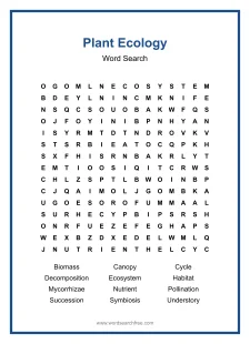 Plant Ecology - Hard Word Search Puzzle