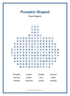 Pumpkin Shaped - Shaped Word Search Puzzle