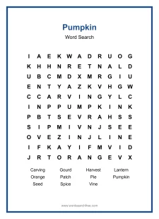 Pumpkin - Medium Word Search Puzzle