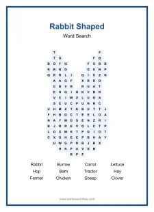 Rabbit Shaped - Shaped Word Search Puzzle