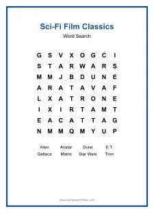 Sci-Fi Film Classics - Easy Word Search Puzzle