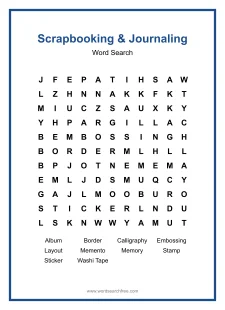Scrapbooking & Journaling - Medium Word Search Puzzle