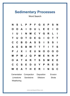 Sedimentary Processes - Medium Word Search Puzzle
