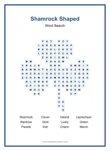 Shamrock Shaped - Shaped Word Search Puzzle