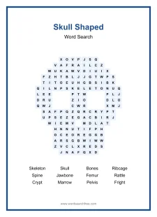 Skull Shaped - Shaped Word Search Puzzle