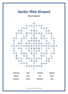 Spider Web Shaped - Shaped Word Search Puzzle