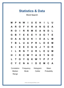 Statistics & Data Word Search - Free printable puzzle with 9 words