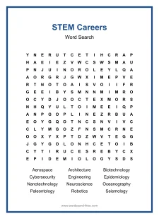 STEM Careers - Hard Word Search Puzzle