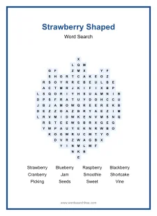 Strawberry Shaped - Shaped Word Search Puzzle