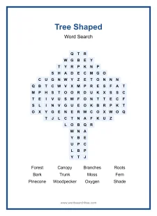 Tree Shaped - Shaped Word Search Puzzle