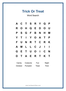 Trick Or Treat - Easy Word Search Puzzle