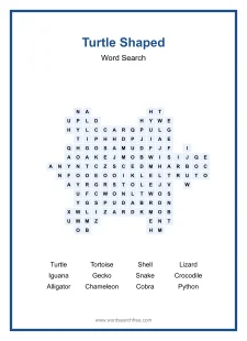 Turtle Shaped - Shaped Word Search Puzzle