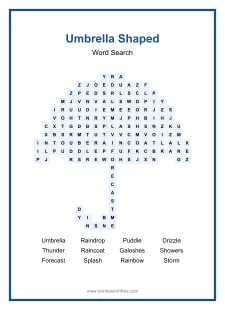 Umbrella Shaped - Shaped Word Search Puzzle
