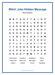 Witch Joke Hidden Message - Halloween word search