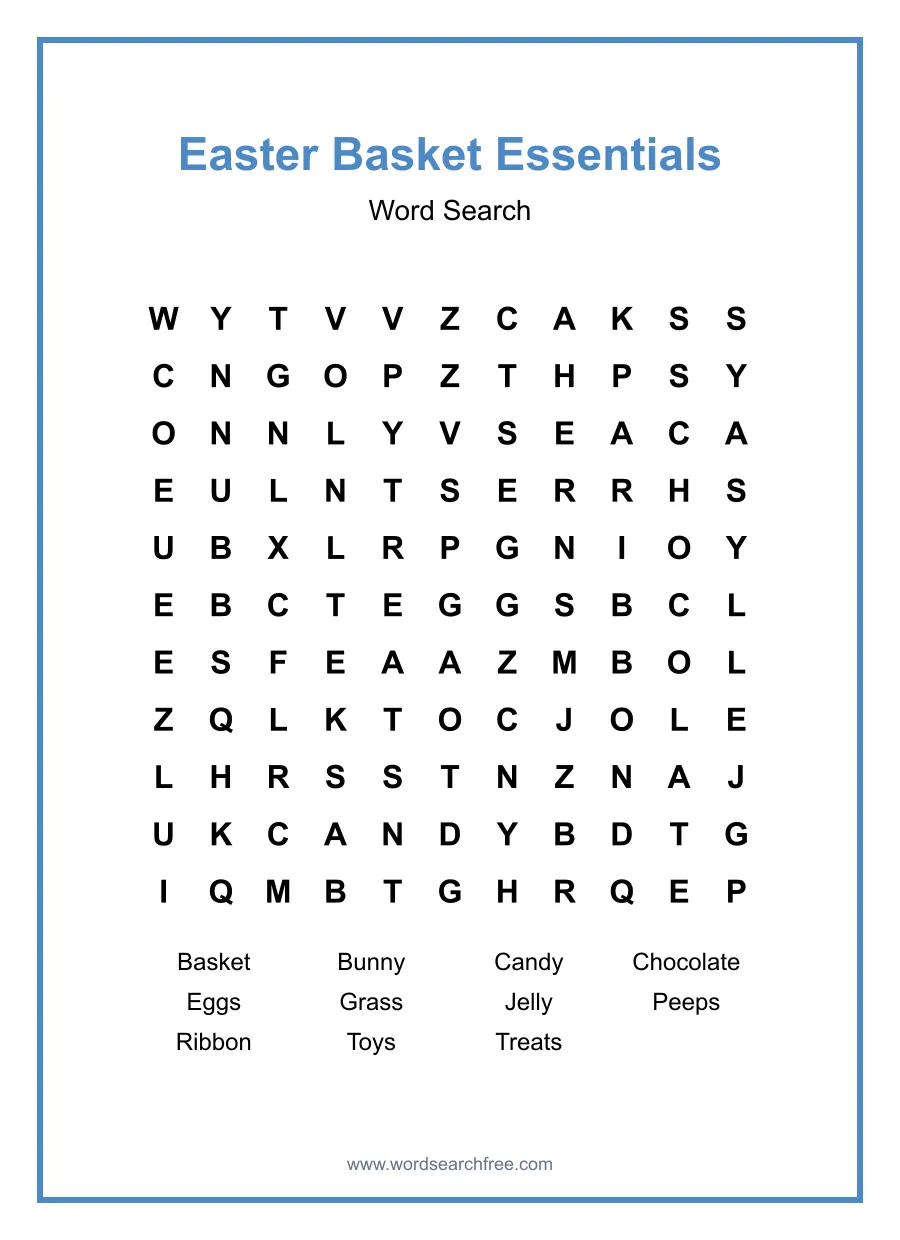 Easter Basket Essentials - Medium Word Search Puzzle