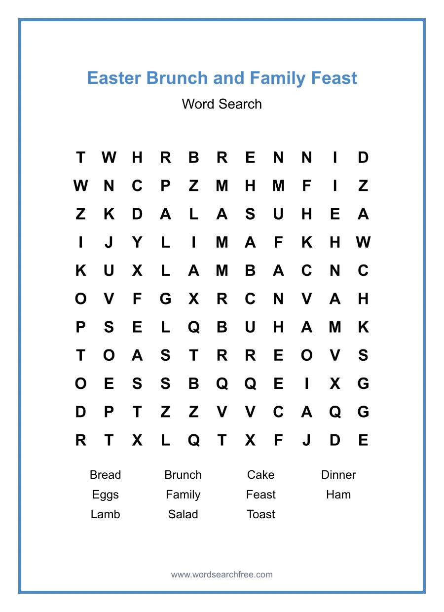 Easter Brunch and Family Feast - Medium Word Search Puzzle