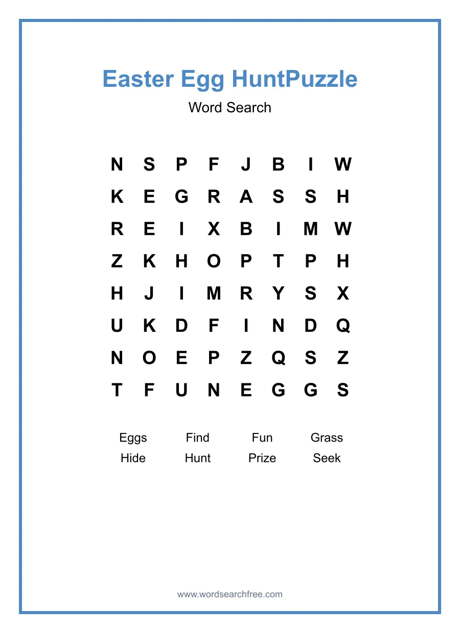 Easter Egg HuntPuzzle - Easy Word Search Puzzle