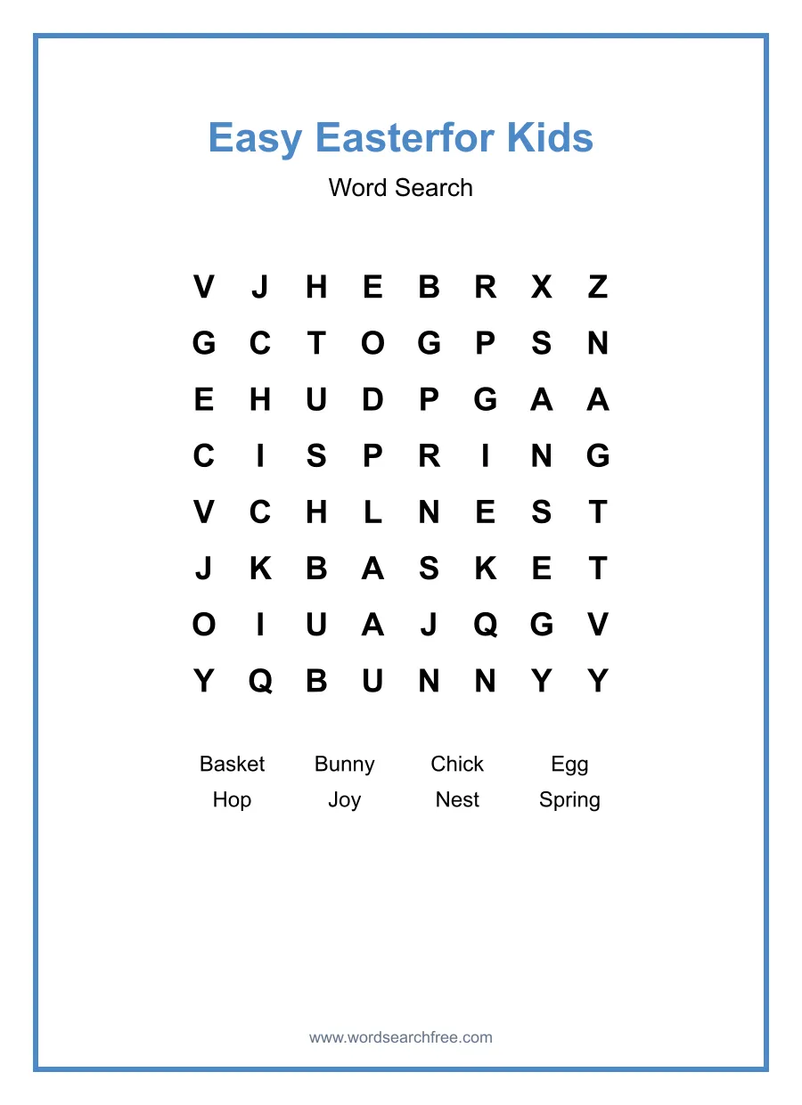 Easy Easterfor Kids - Easy Word Search Puzzle