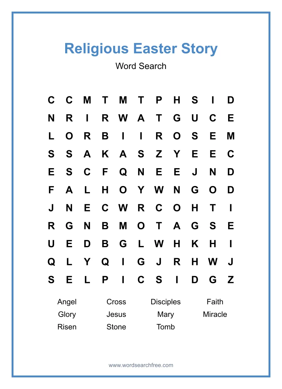 Religious Easter Story - Medium Word Search Puzzle