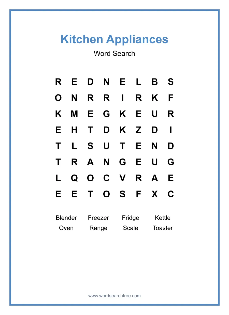 Kitchen Appliances - Easy Word Search Puzzle