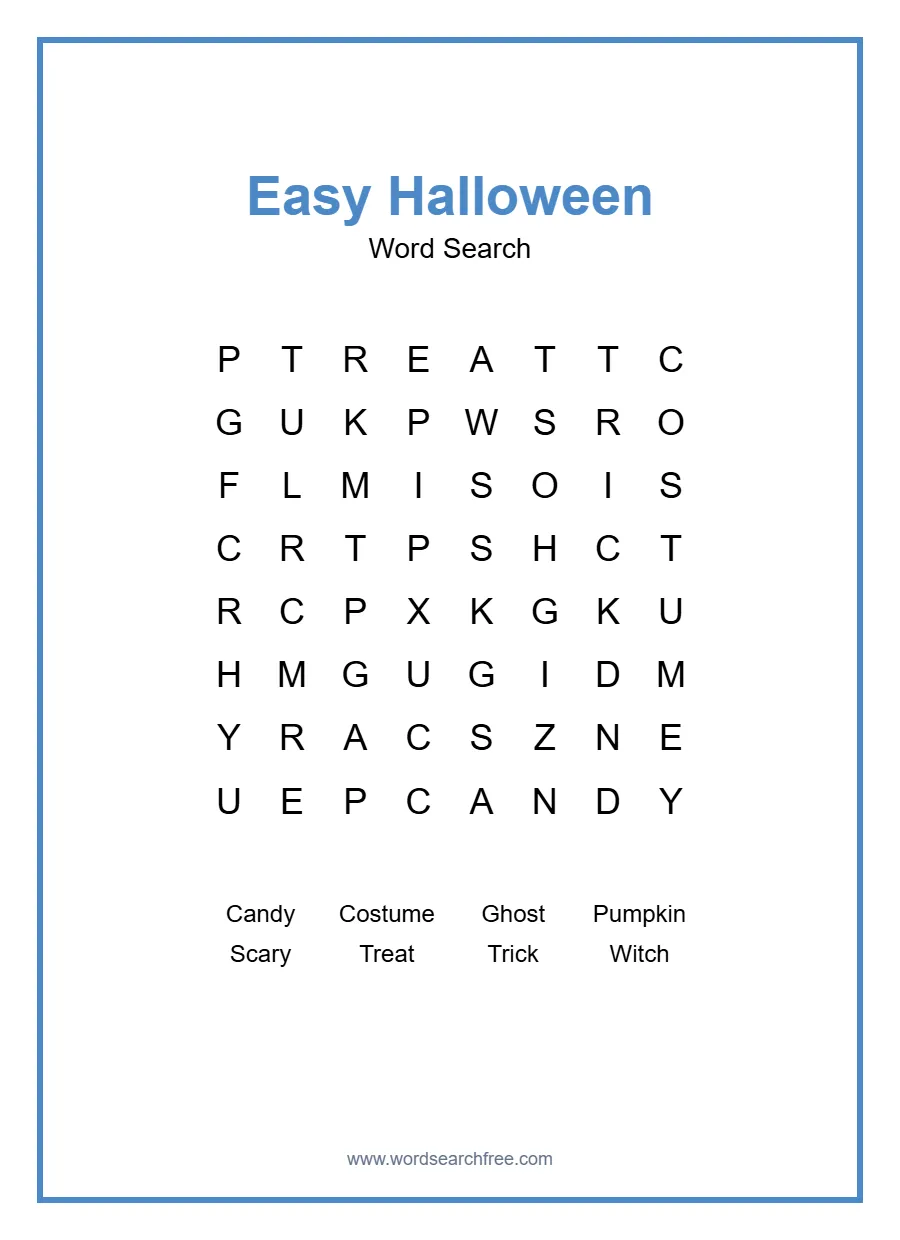 Easy Halloween - Easy Word Search Puzzle