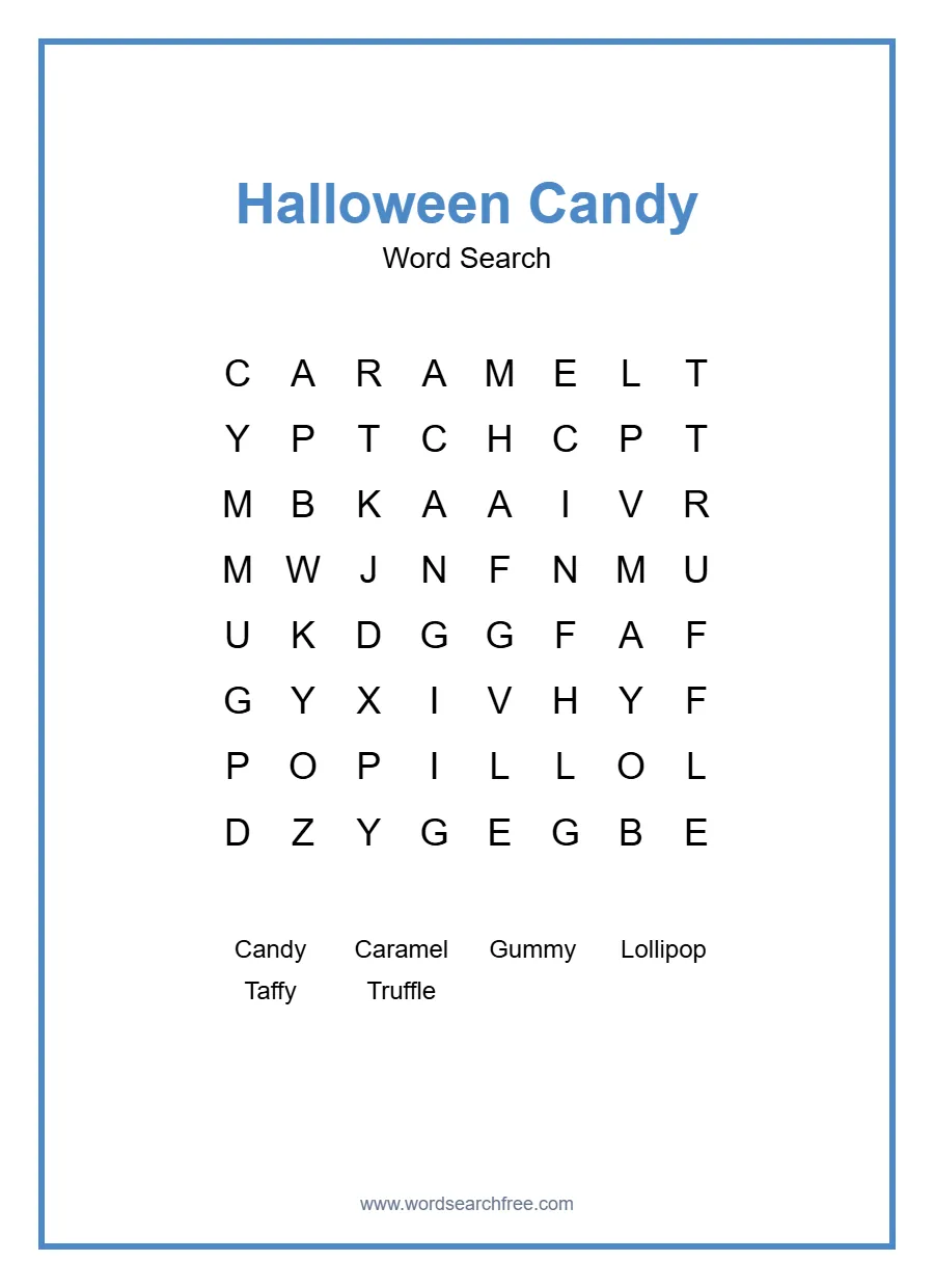 Halloween Candy - Easy Word Search Puzzle