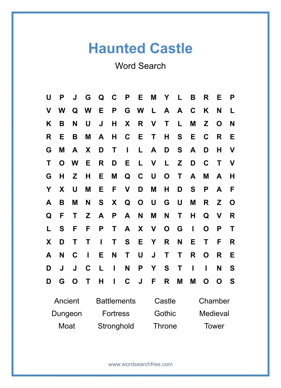 Haunted Castle - Hard Word Search Puzzle