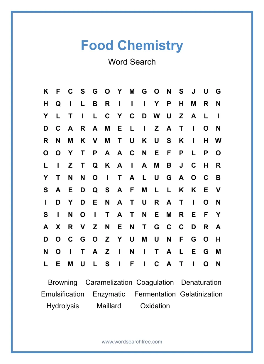 Food Chemistry - Hard Word Search Puzzle