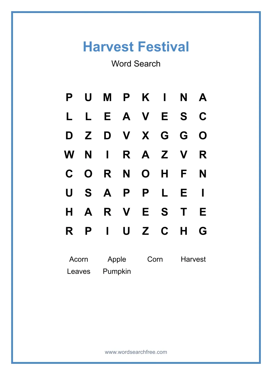 Harvest Festival - Easy Word Search Puzzle